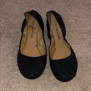 Lucky Brand Black Leather Flats 7.5
